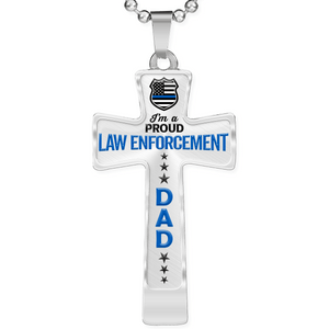 Proud Law Enforcement Dad Cross Necklace - Heroic Defender