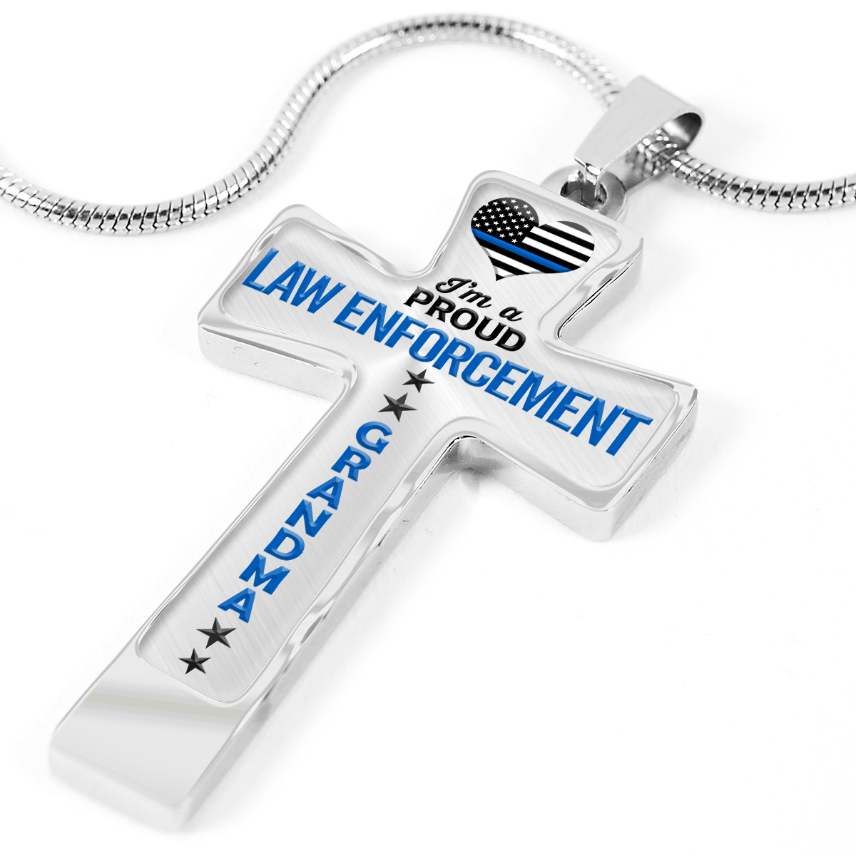 Proud Law Enforcement Grandma Cross Necklace - Heroic Defender