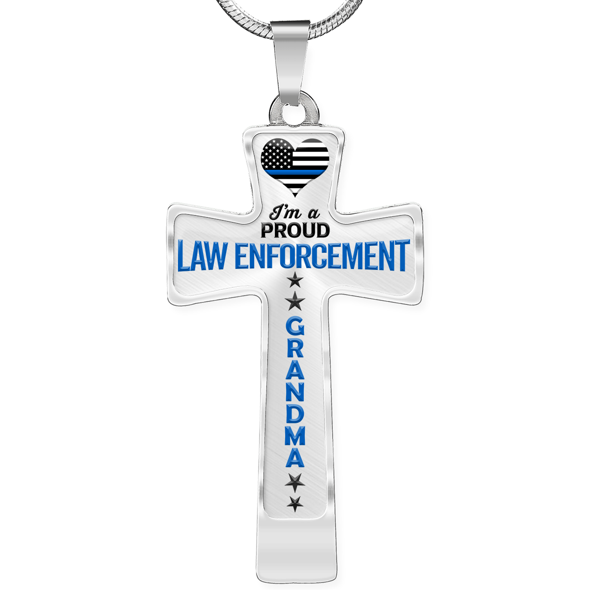 Proud Law Enforcement Grandma Cross Necklace - Heroic Defender