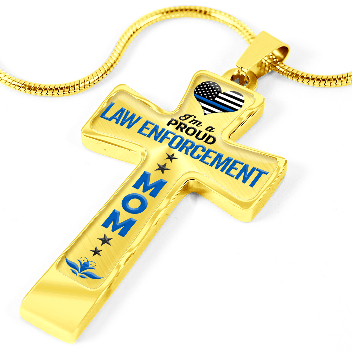 Proud Law Enforcement Mom Cross Necklace - Heroic Defender