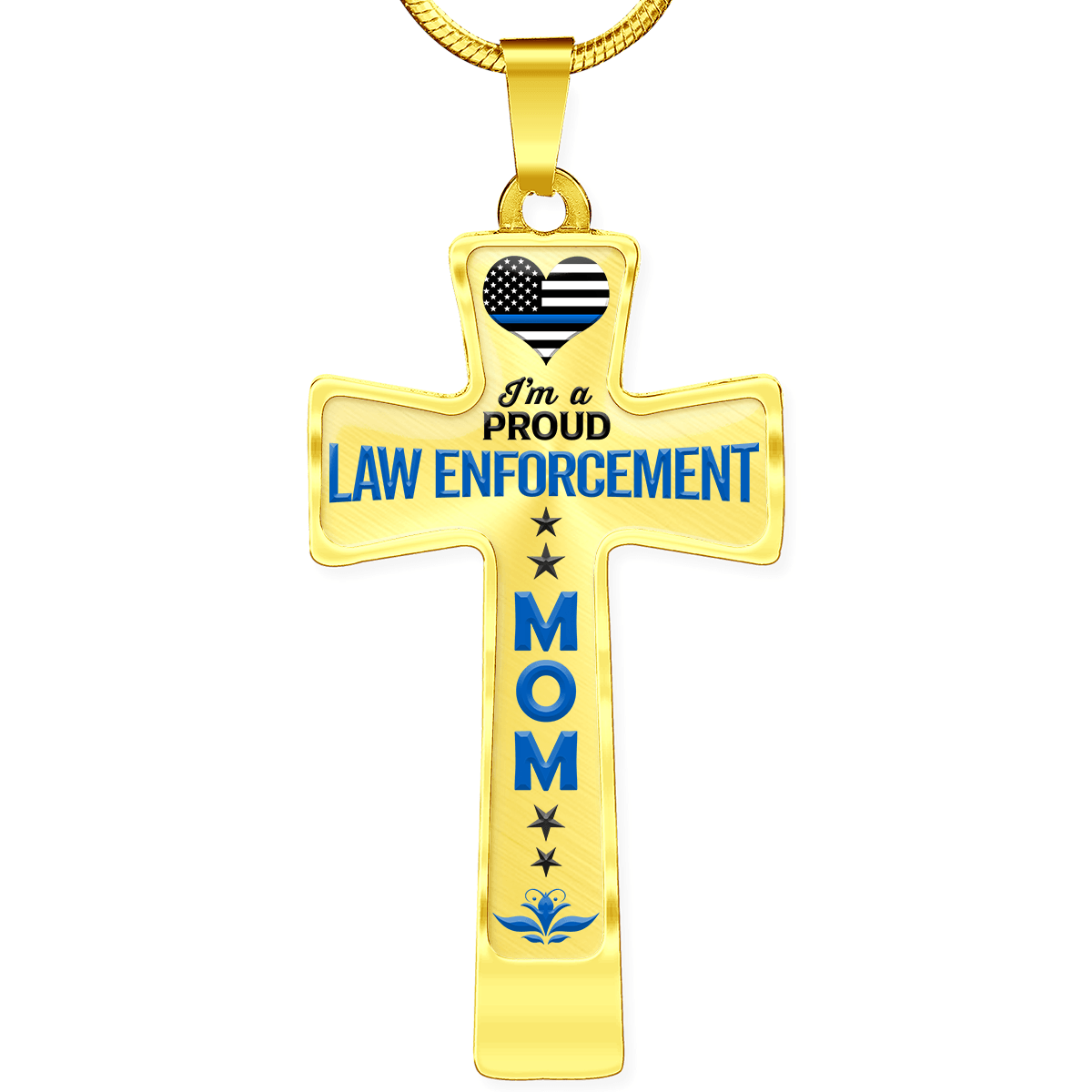 Proud Law Enforcement Mom Cross Necklace - Heroic Defender