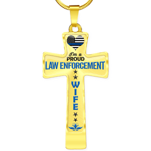 Proud Law Enforcement Wife Cross Necklace - Heroic Defender