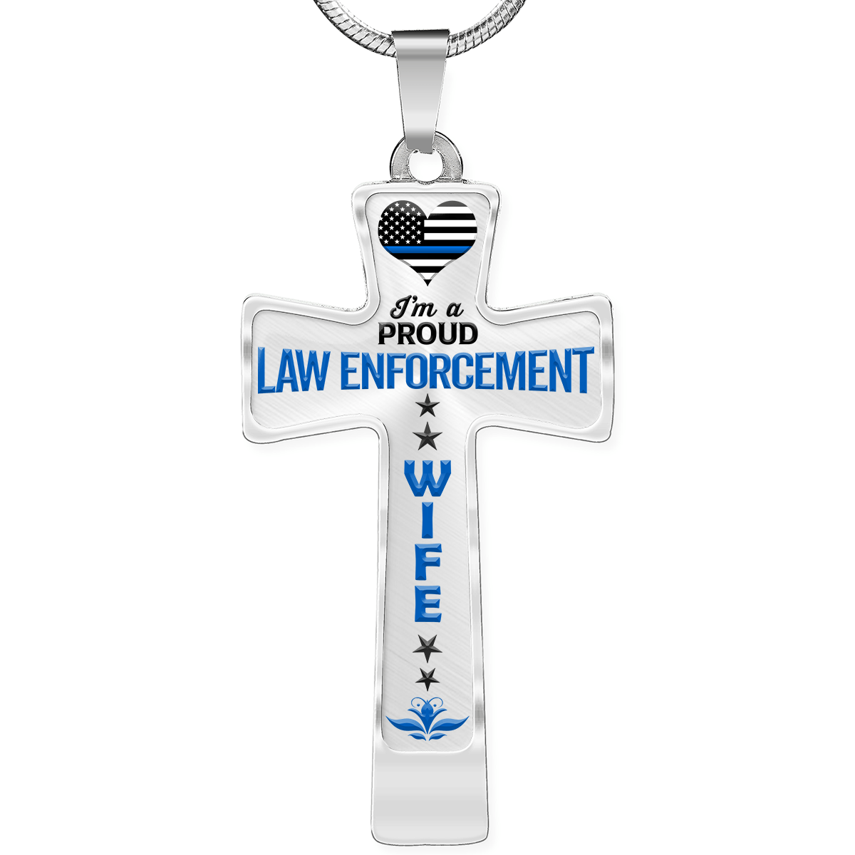 Proud Law Enforcement Wife Cross Necklace - Heroic Defender
