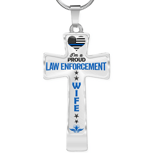 Proud Law Enforcement Wife Cross Necklace - Heroic Defender