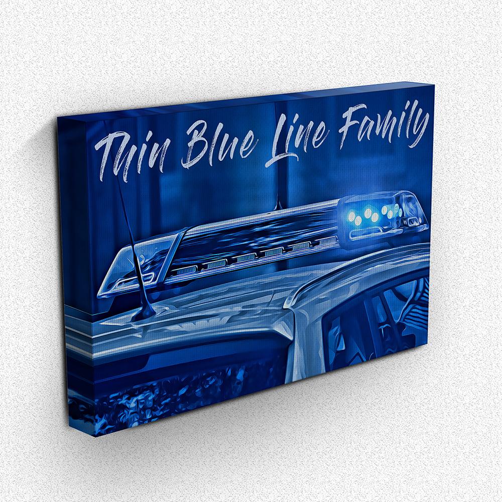 Thin Blue Line Family Canvas Wall Art - Heroic Defender