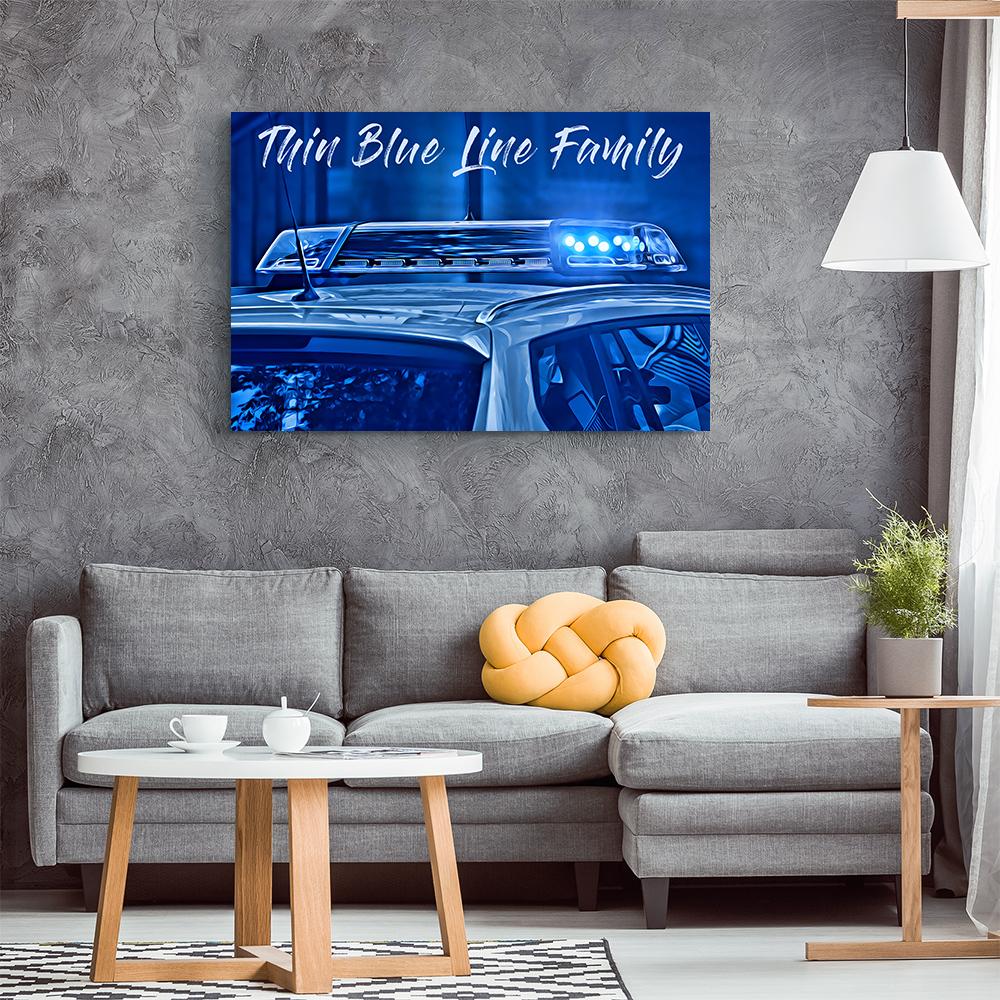 Thin Blue Line Family Canvas Wall Art - Heroic Defender