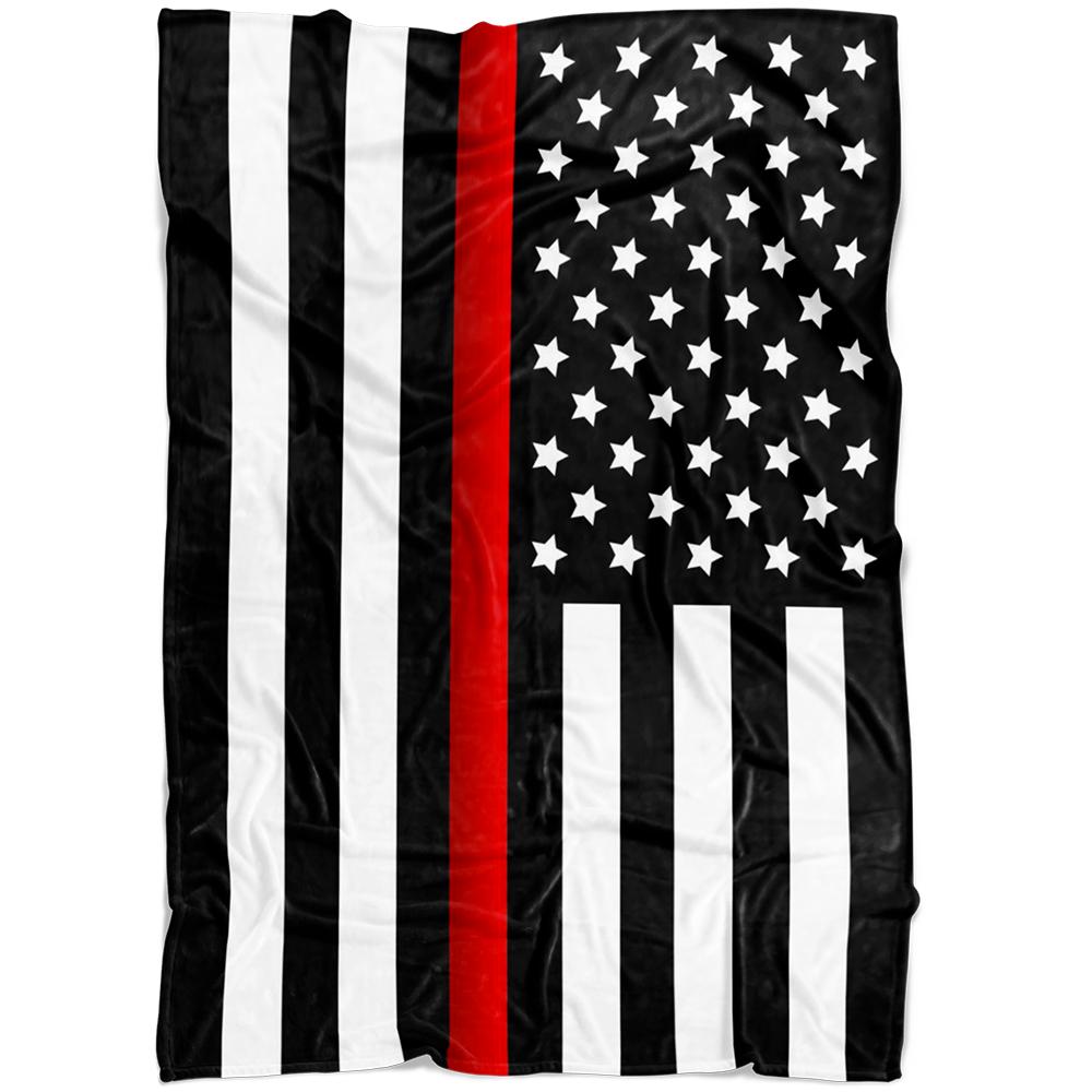 Thin Red Line Flag Fleece Blanket | Heroic Defender