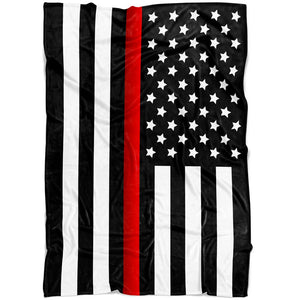 Thin Red Line Flag Fleece Blanket | Heroic Defender