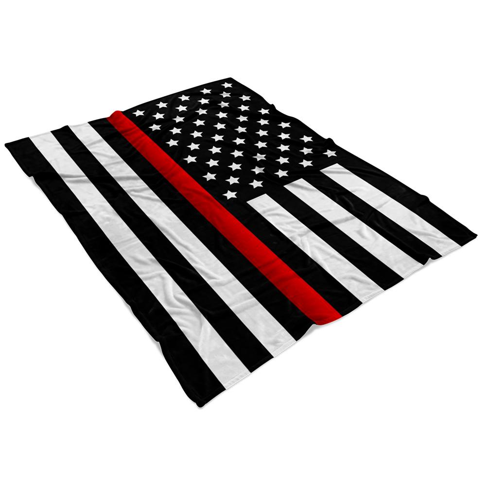 Thin Red Line Flag Fleece Blanket | Heroic Defender