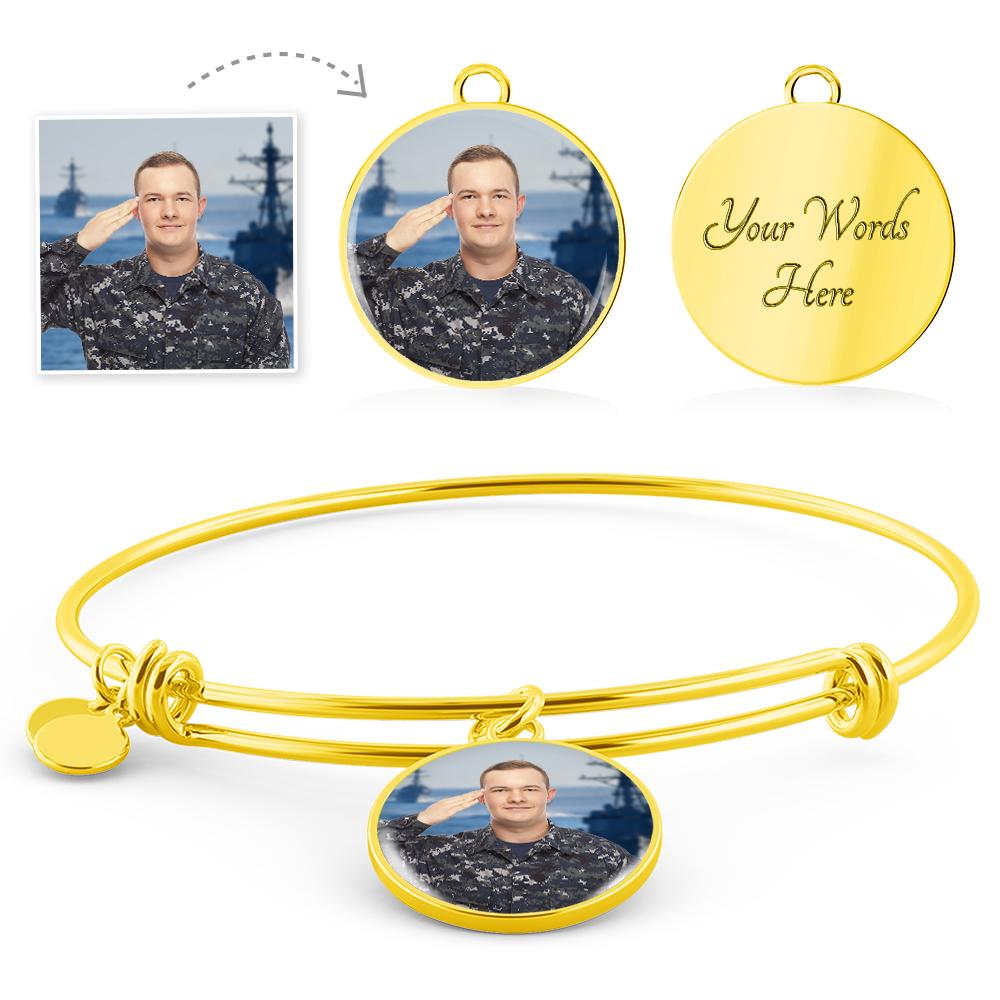 U.S. Military Personalized Photo Bangle Bracelet | Heroic Defender