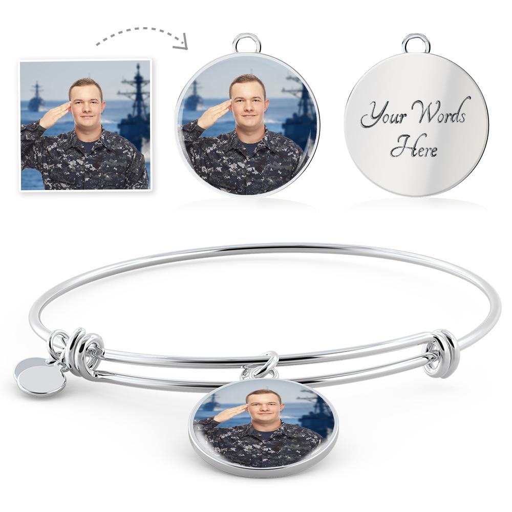 U.S. Military Personalized Photo Bangle Bracelet | Heroic Defender
