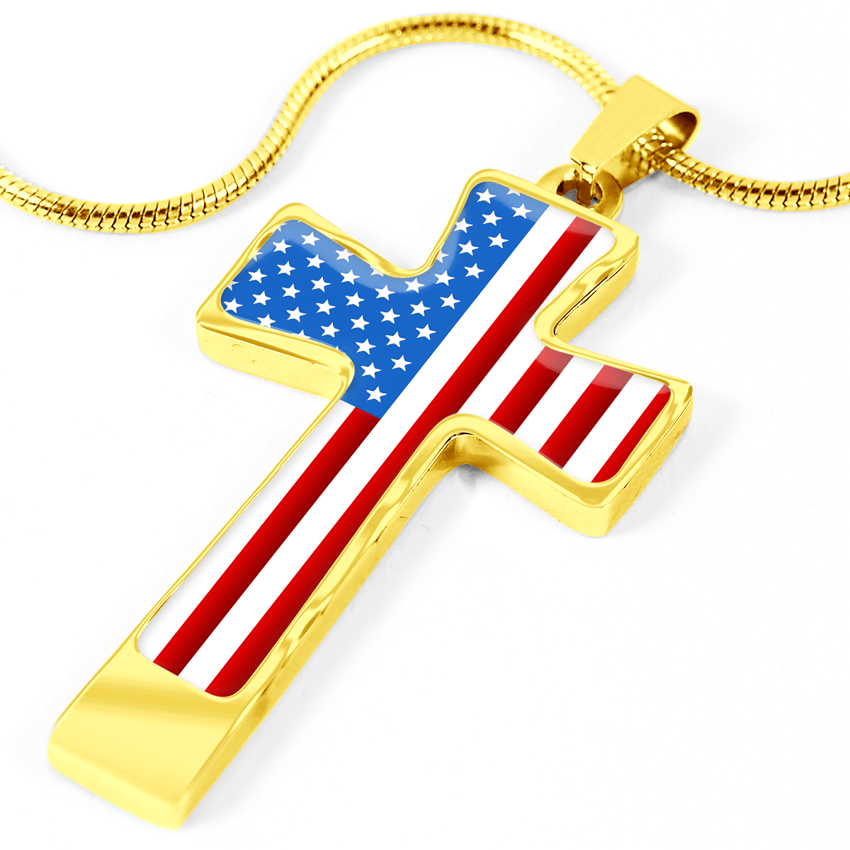 Women's Patriotic American Flag Cross Necklace - Heroic Defender