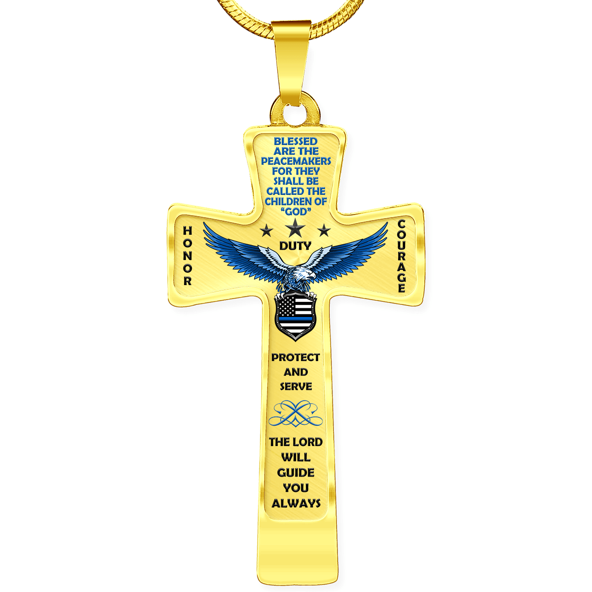 Women's Police "Honor Duty Courage" Cross Necklace - Heroic Defender