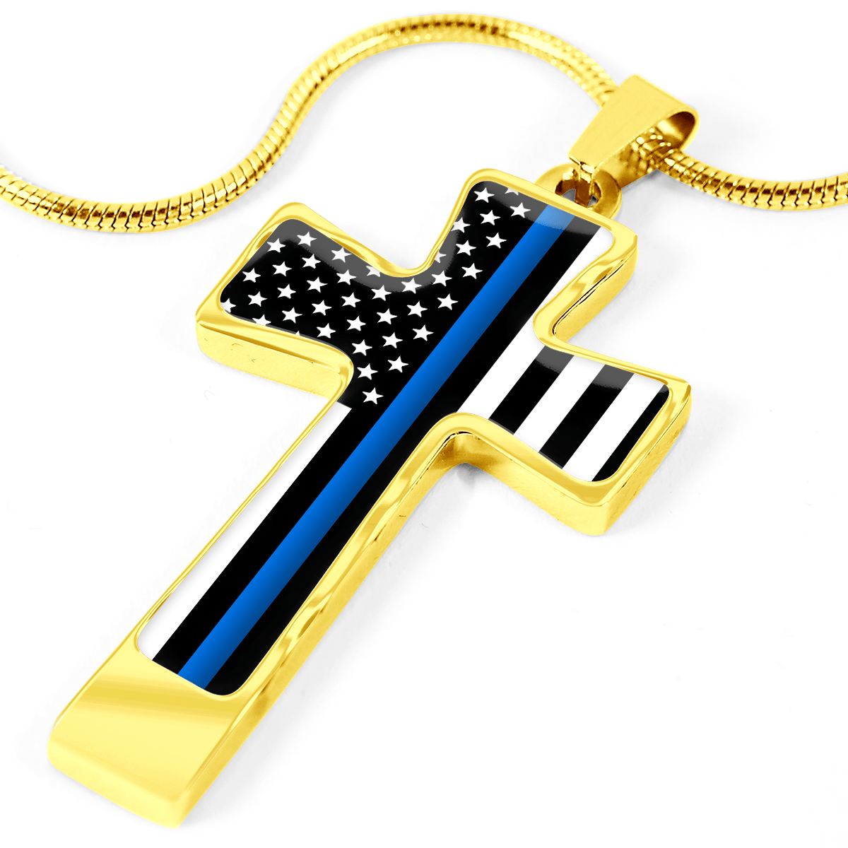 Women's Thin Blue Line Flag Cross Necklace - Heroic Defender