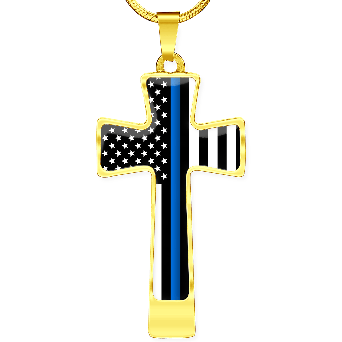 Women's Thin Blue Line Flag Cross Necklace - Heroic Defender