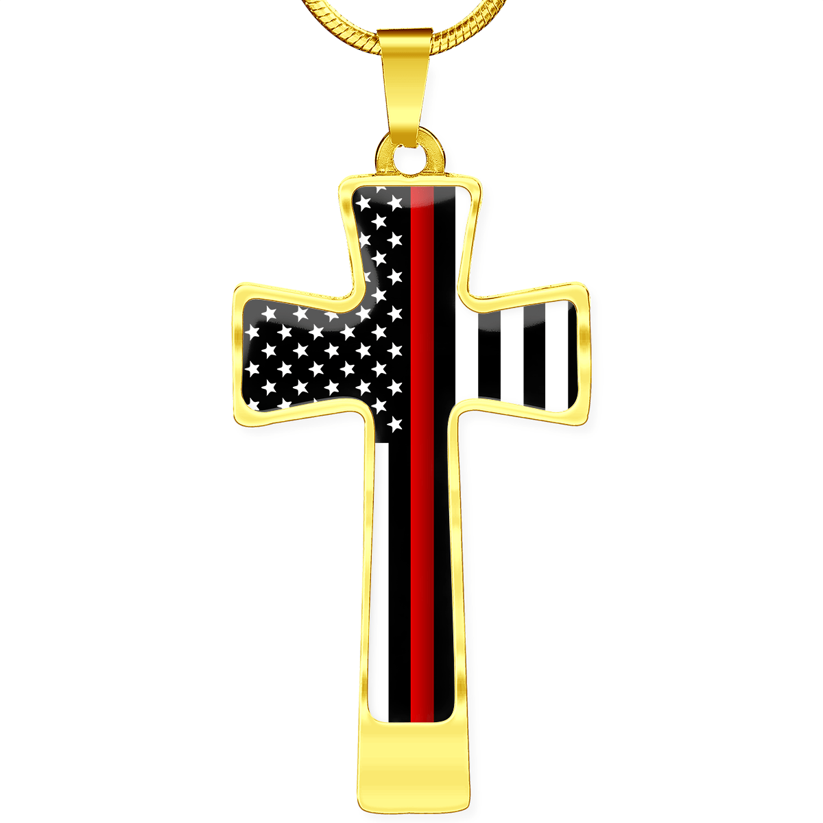 Women's Thin Red Line Flag Cross Necklace - Heroic Defender