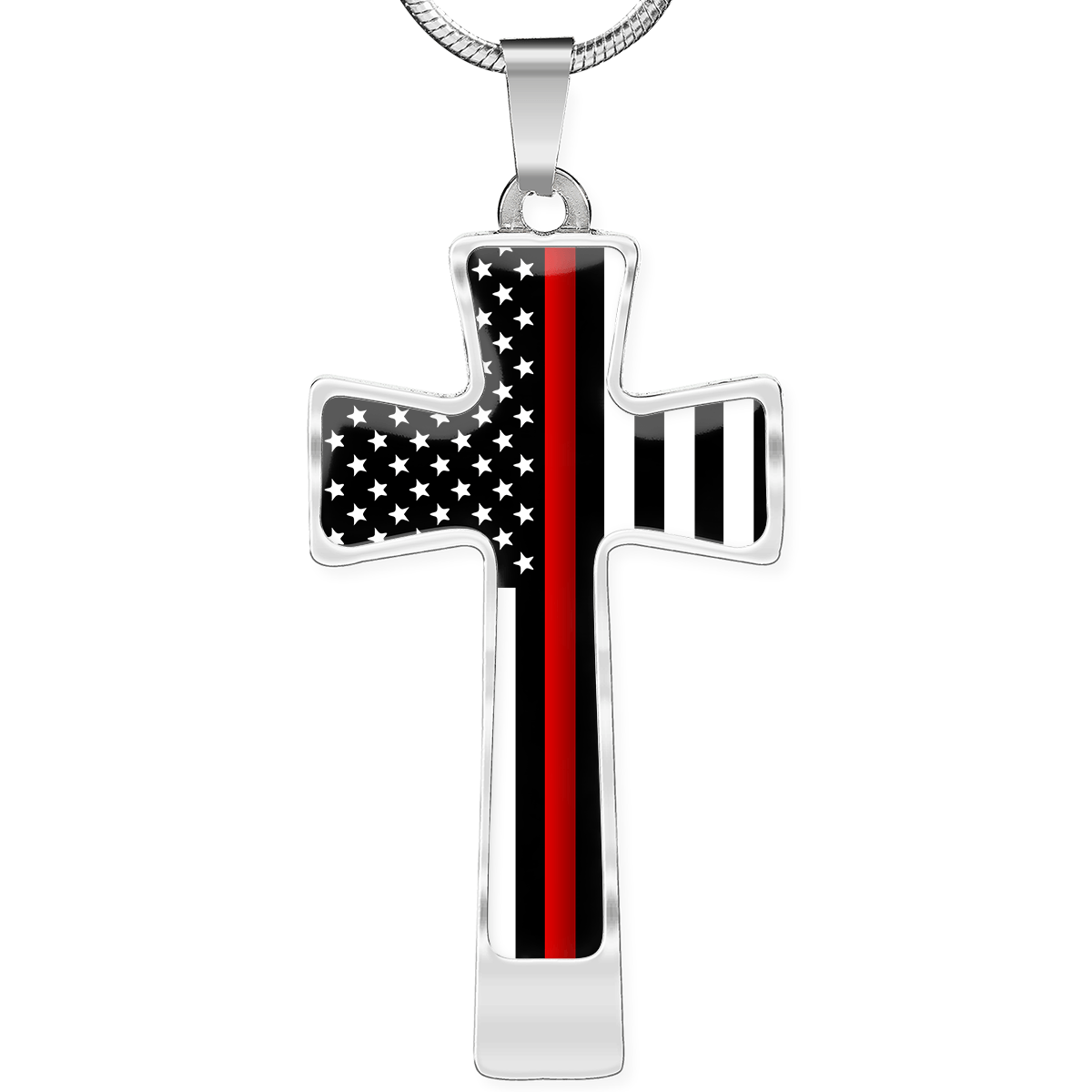 Women's Thin Red Line Flag Cross Necklace - Heroic Defender