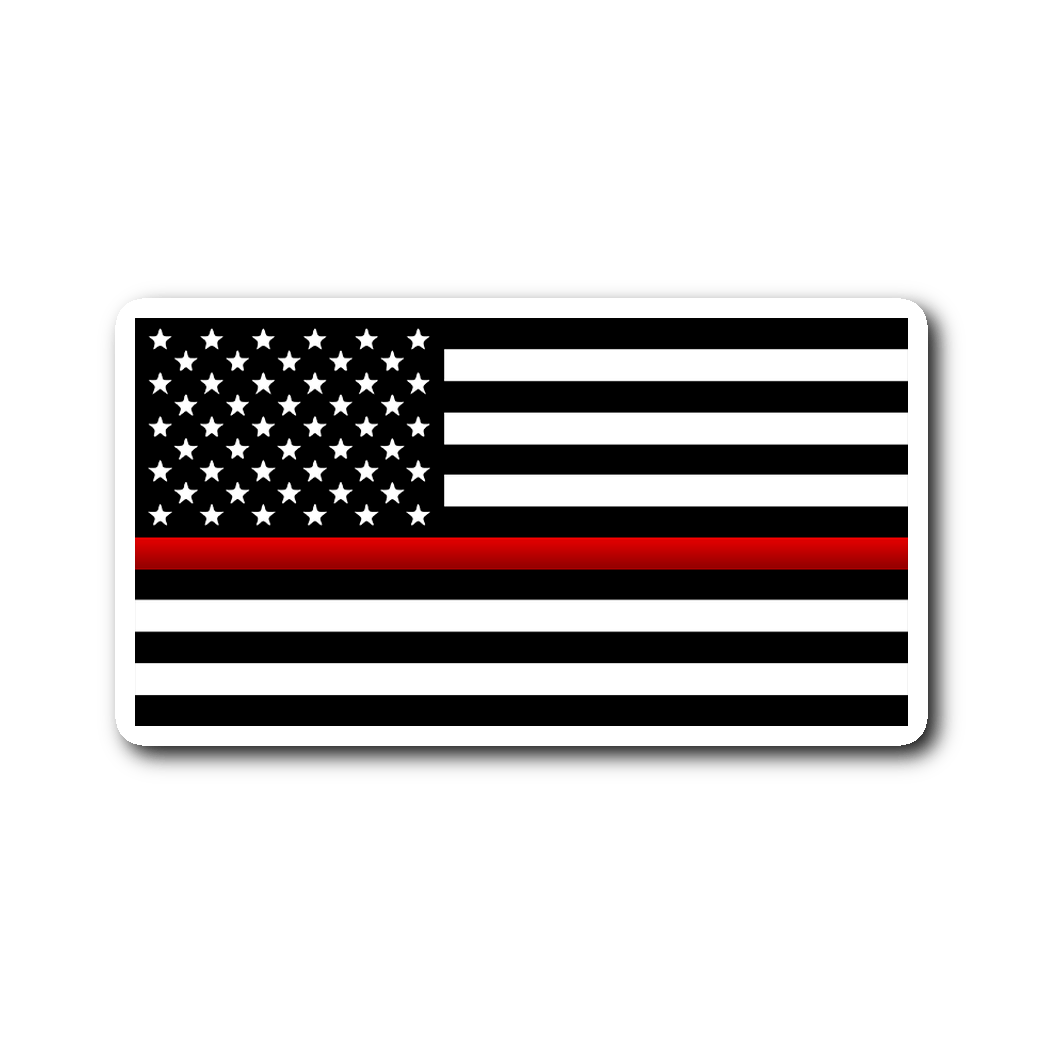 Thin Red Line Flag Vinyl Decal Sticker - Heroic Defender