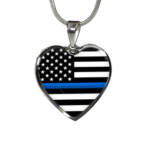 Thin Blue Line Heart Necklace - Heroic Defender