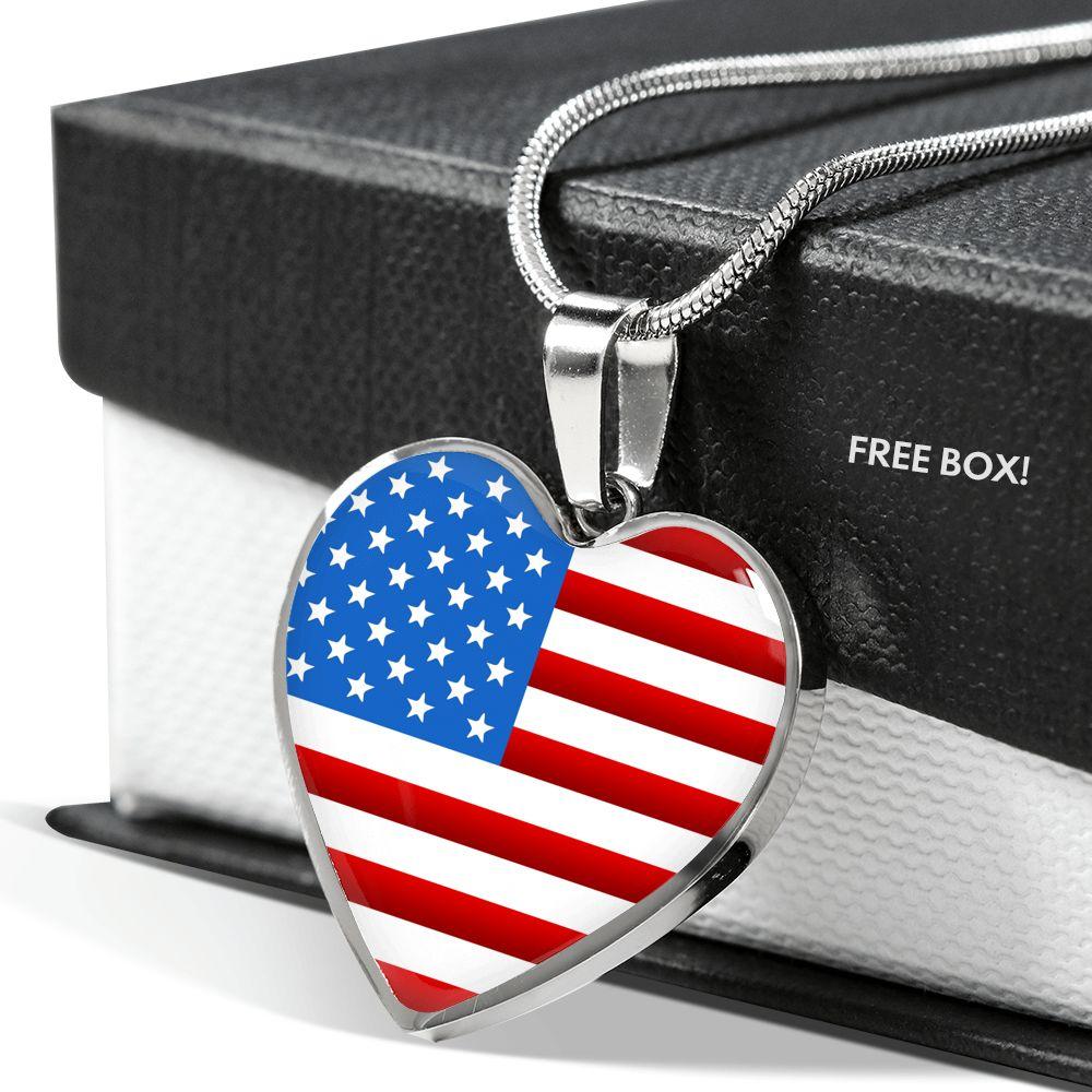 American Flag Heart Necklace | Heroic Defender