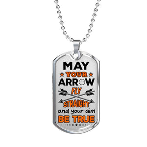 May Your Arrow Fly Straight Hunting Dog Tag | Heroic Defender