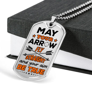 May Your Arrow Fly Straight Hunting Dog Tag | Heroic Defender