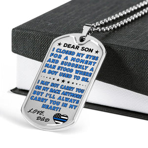 Police Dad To Son "You're In My Heart" Dog Tag | Heroic Defender