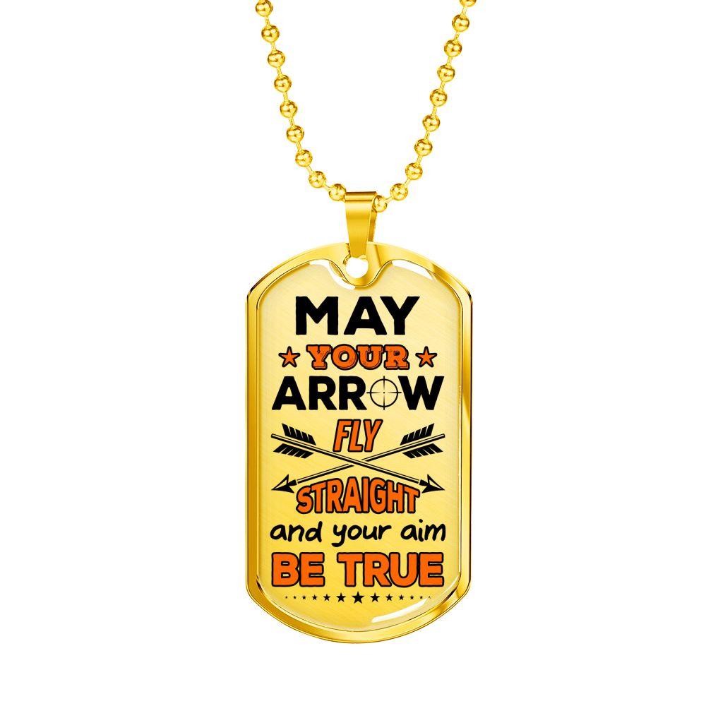 May Your Arrow Fly Straight Hunting Dog Tag | Heroic Defender