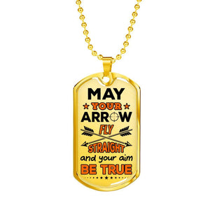 May Your Arrow Fly Straight Hunting Dog Tag | Heroic Defender