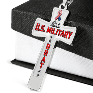 Proud Military Brat Cross Necklace | Heroic Defender