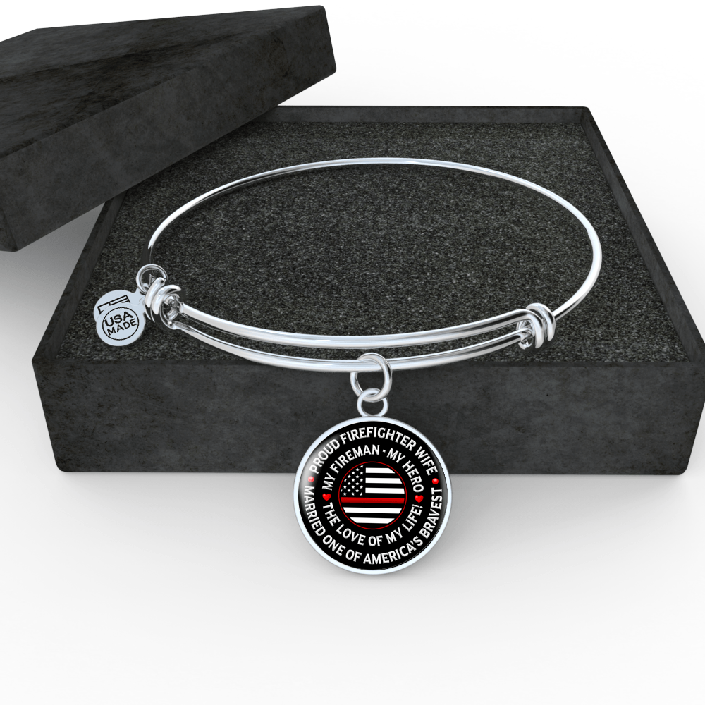 Firefighter Wife "Love of My Life" Bangle Bracelet - Heroic Defender