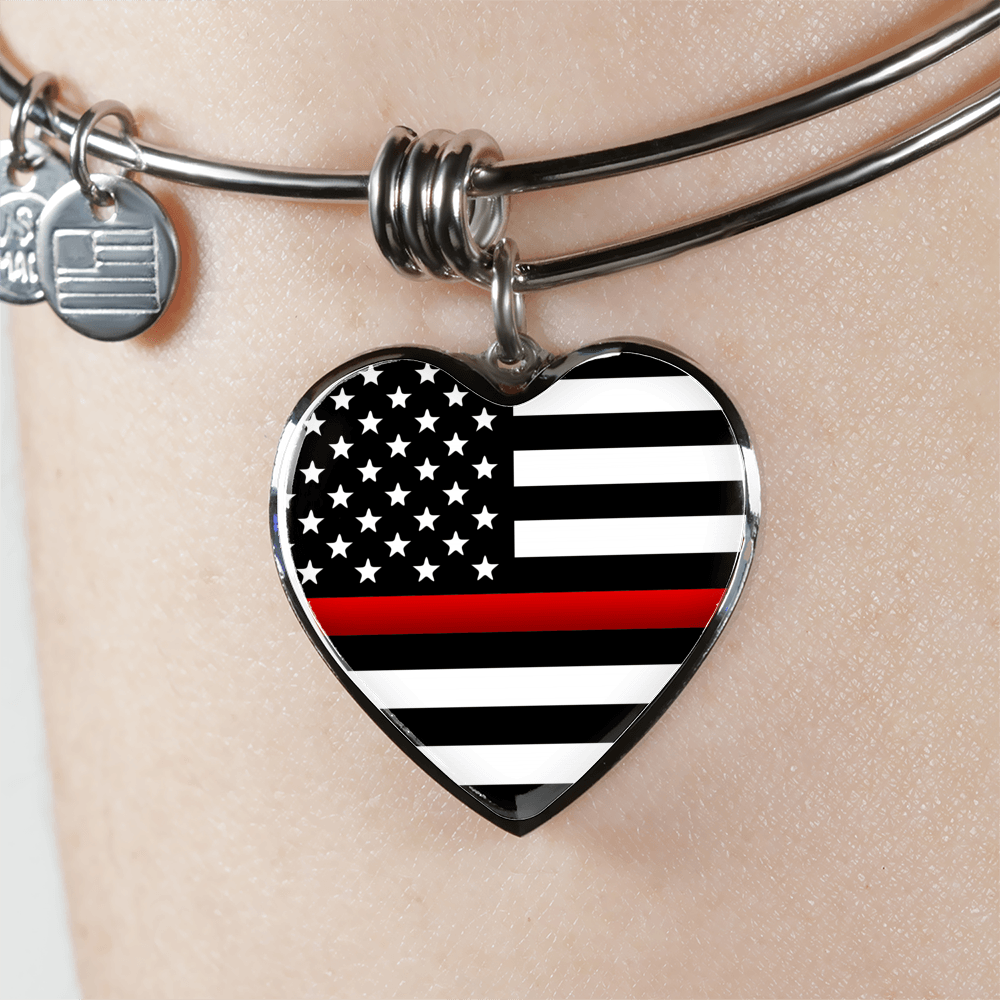 Thin Red Line Bangle Bracelet - Heroic Defender