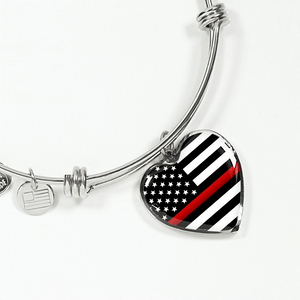 Thin Red Line Bangle Bracelet - Heroic Defender