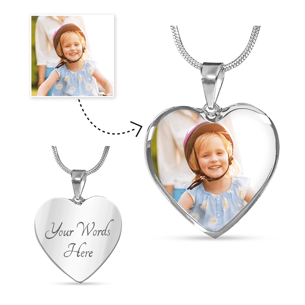 Family Personalized Photo Heart Necklace | Heroic Defender