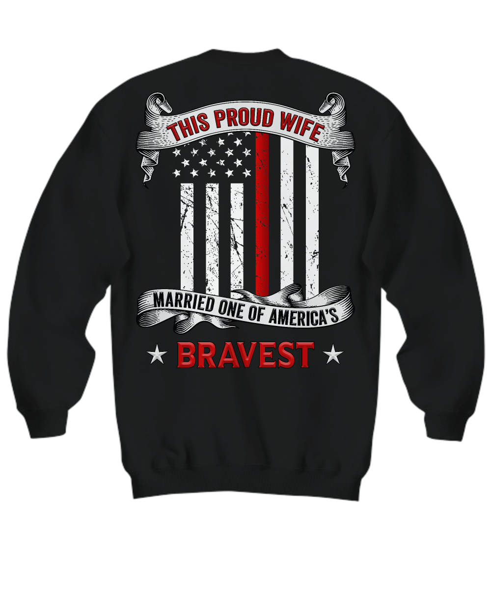 Proud Firefighter Wife Thin Red Line Sweatshirt - Heroic Defender