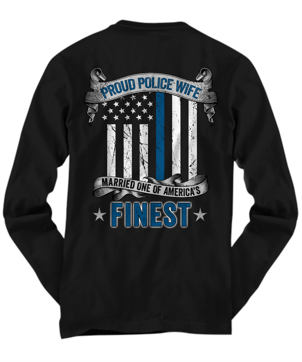 Proud Police Wife Thin Blue Line Shirt - Heroic Defender