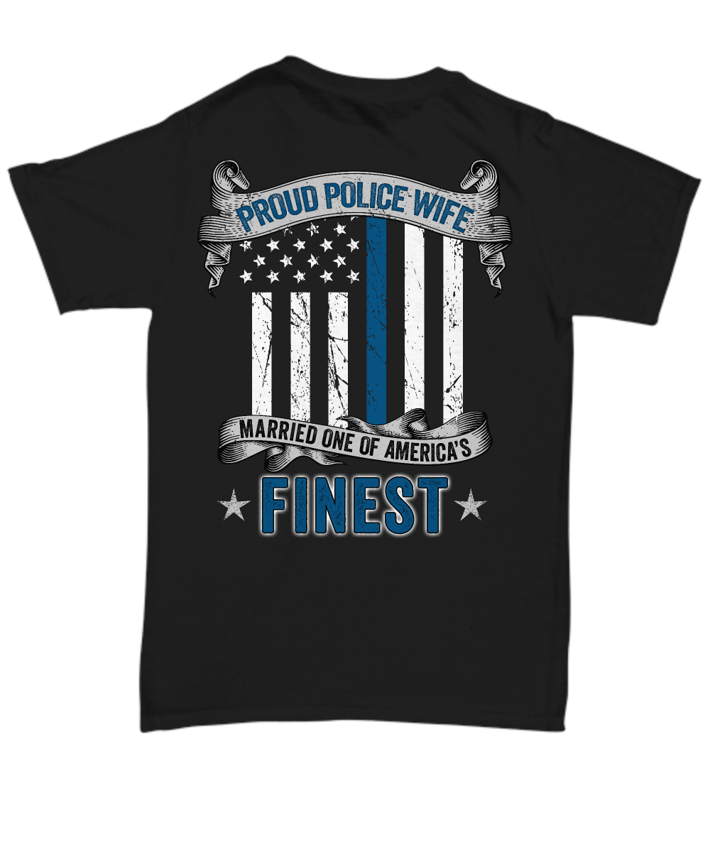 Proud Police Wife Thin Blue Line Shirt - Heroic Defender