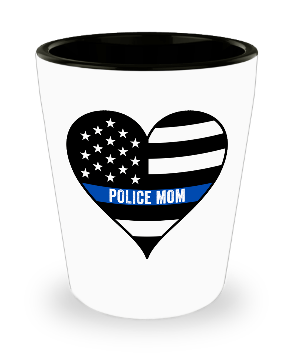 Police Mom Thin Blue Line Shot Glass - Heroic Defender