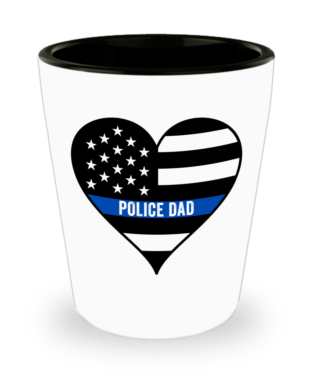 Police Dad Thin Blue Line Shot Glass - Heroic Defender