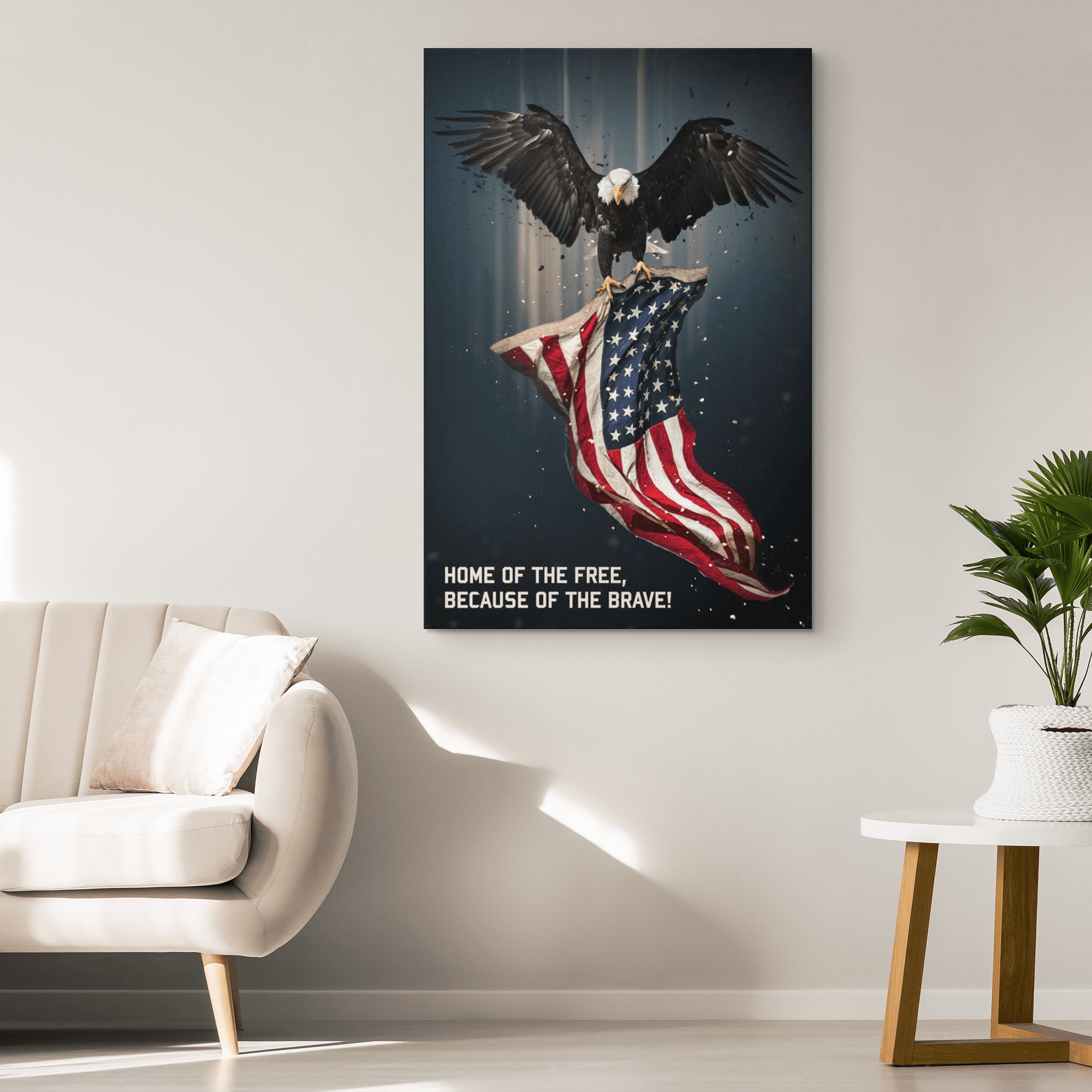 Eagle & American Flag Military Canvas Wall Art | Heroic Defender