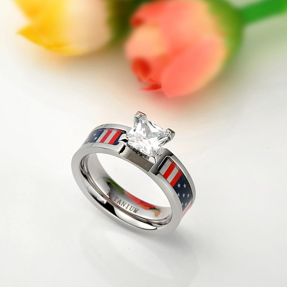 Patriotic American Flag Titanium Ring - Heroic Defender