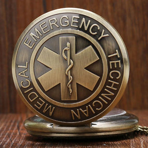 Vintage Bronze EMT Paramedic Pocket Watch - Heroic Defender