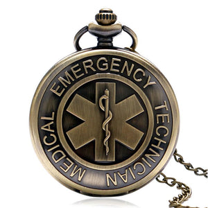Vintage Bronze EMT Paramedic Pocket Watch - Heroic Defender