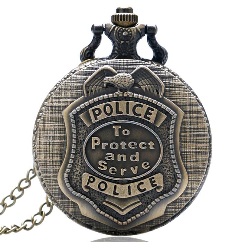 Vintage Bronze Police Pocket Watch | Heroic Defender