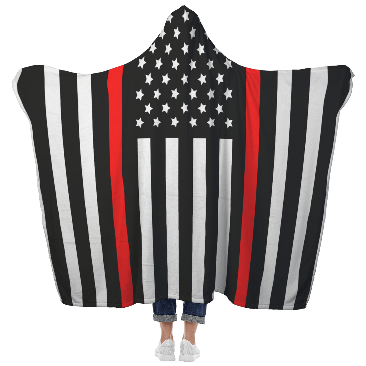 Thin Red Line Hooded Blanket | Heroic Defender